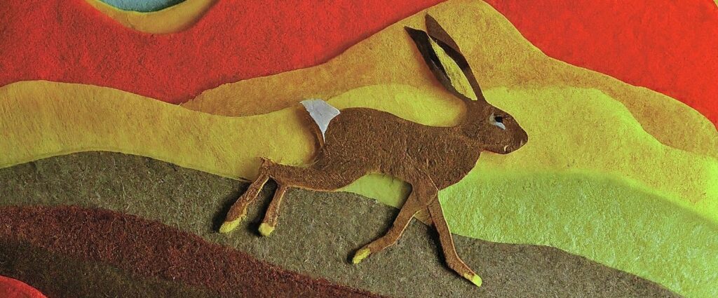Image of a felt and paper hare