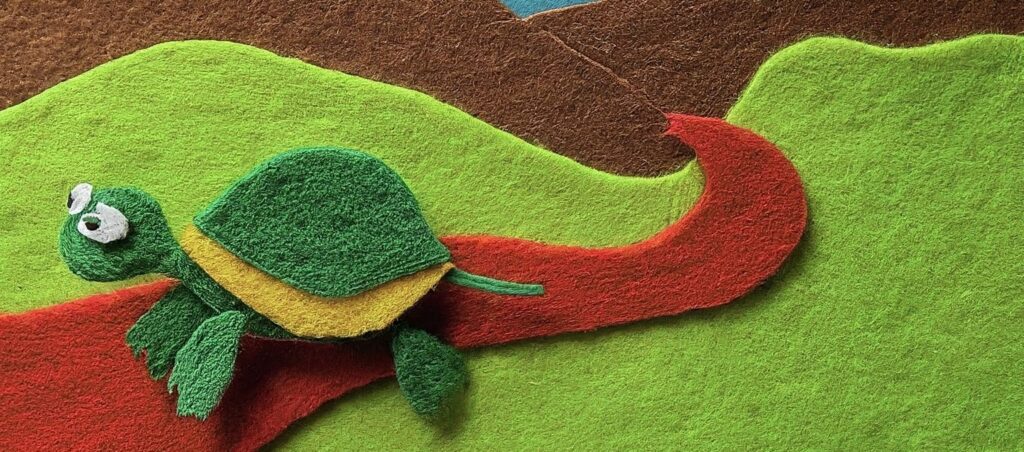 Image of a felt and paper turtle