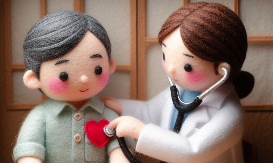 Doctor checking a patient heartbeat