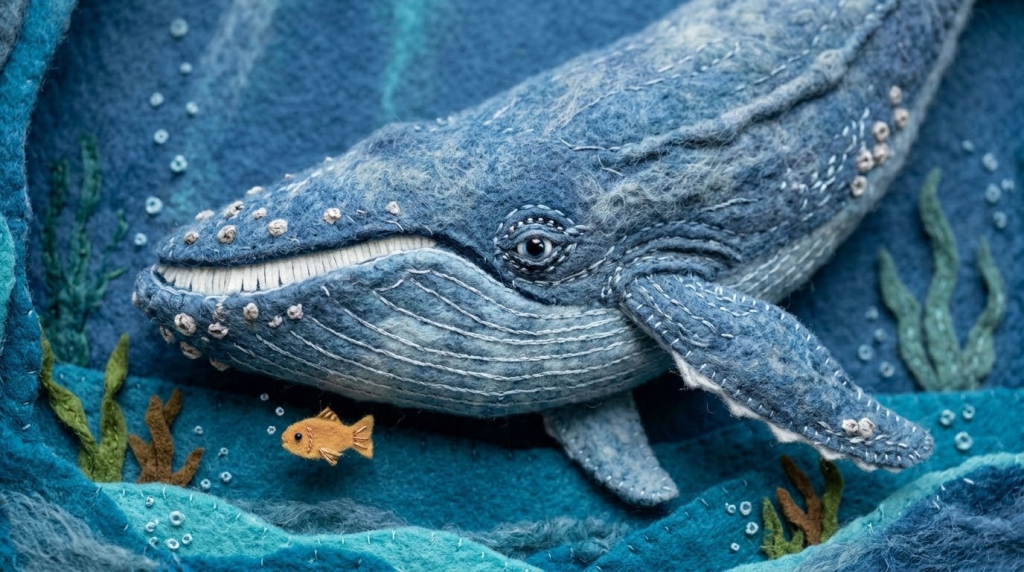 A large whale beside a small fish, illustrating the contrast between large and small effect sizes.